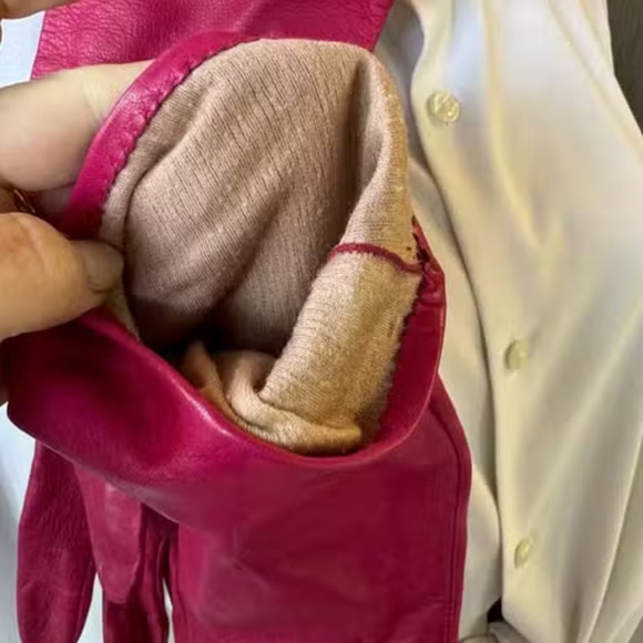 Pink Opera-Length Leather Gloves - Picture 3 of 3